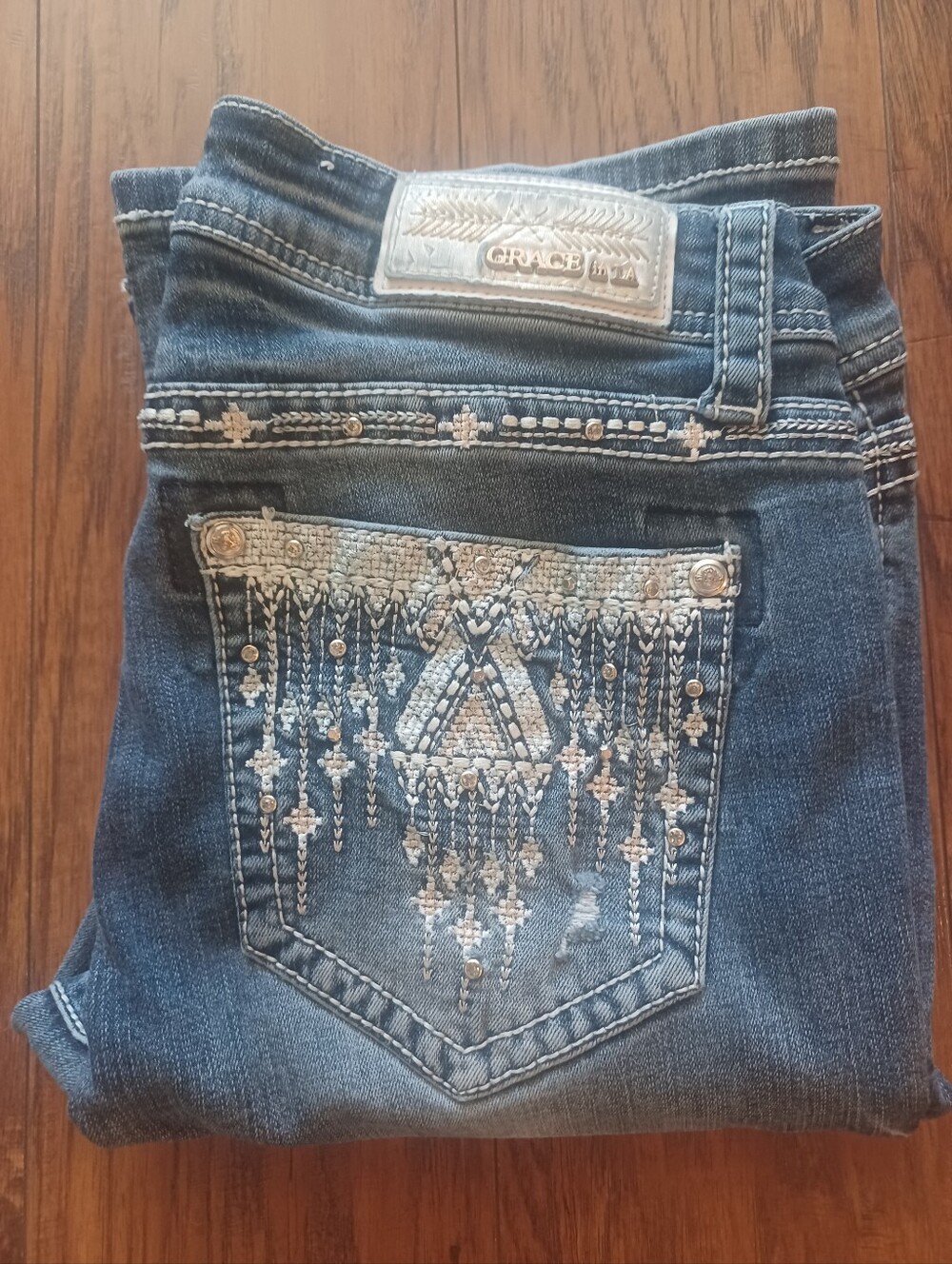 🩵🦅🤍Grace in LA Thunderbird Bootcut Jeans 28x32